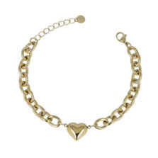 bracciale catena con cuore in acciaio