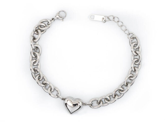 bracciale cuore bombato argento bracciale cuore bombato argento