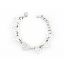 bracciale cuori in strass argento