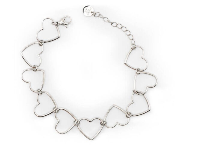 bracciale cuori incatenati argento