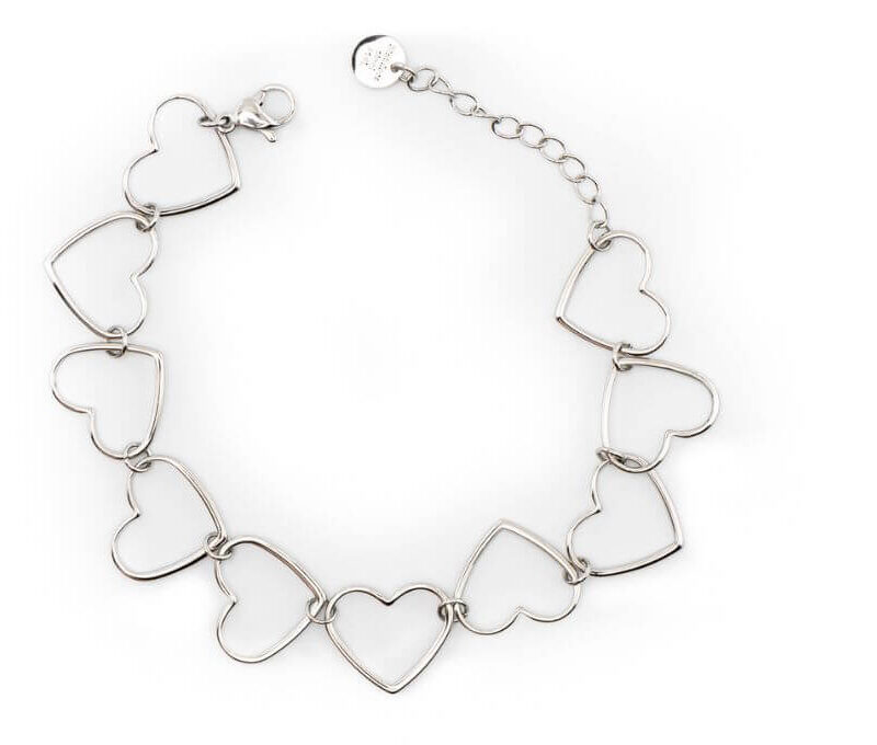 bracciale cuori incatenati argento