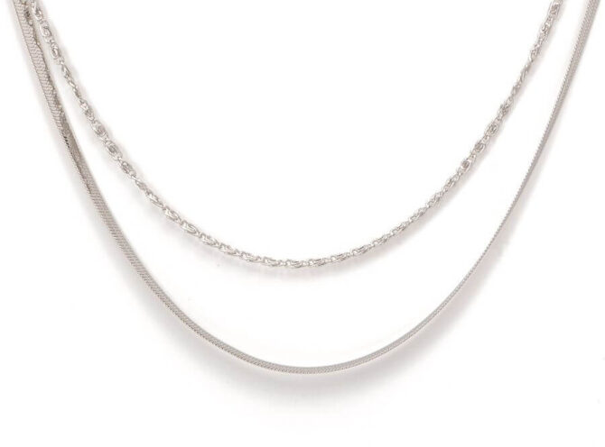 collana doppio filo catena piatta e snake argento collana doppio filo catena piatta e snake argento