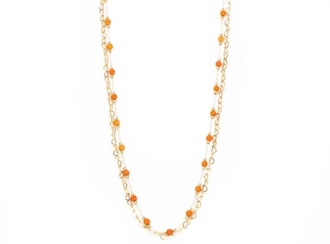 collana doppio filo perline arancioni collana doppio filo perline arancioni