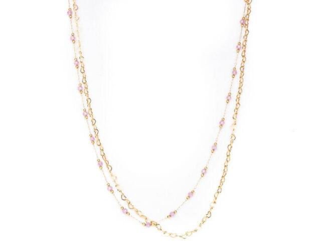 collana doppio filo perline rosa collana doppio filo perline rosa