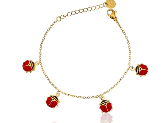 bracciale coccinelle portafortuna oro