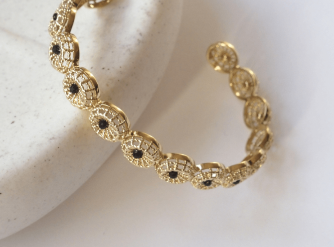 bracciale rigido regolabile con strass