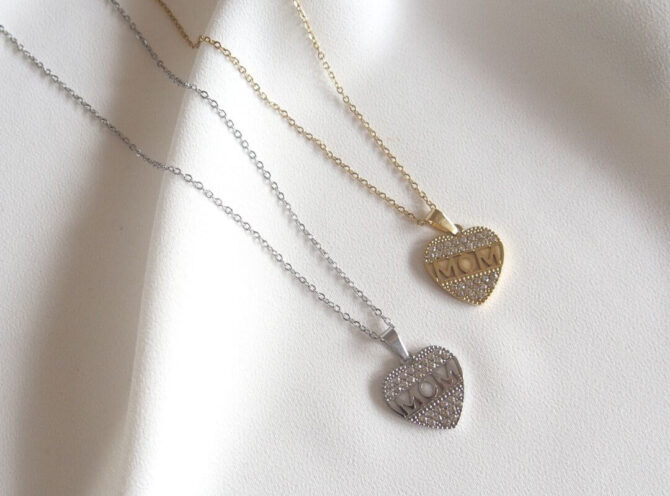 collana in acciaio cuore MOM collana in acciaio cuore MOM