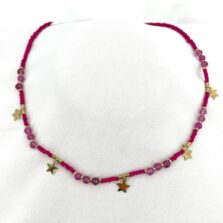 collana perline stelle fuxia