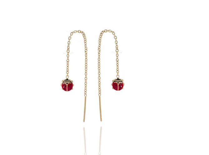 orecchini in acciaio saliscendi coccinella orecchini in acciaio saliscendi coccinella