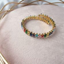 bracciale acciaio regolabile con pietre multicolor