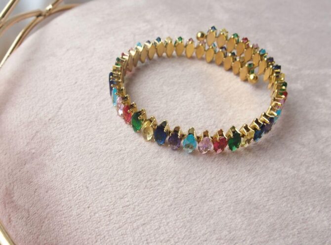 bracciale acciaio regolabile con pietre multicolor bracciale acciaio regolabile con pietre multicolor