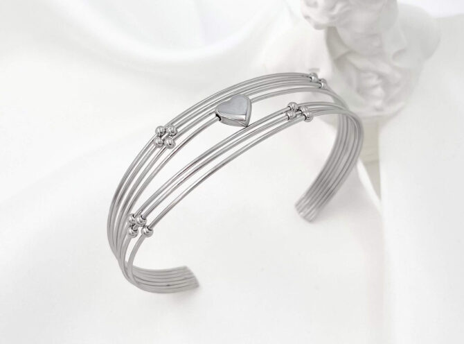 bracciale rigido argento fili acciaio bracciale rigido argento fili acciaio