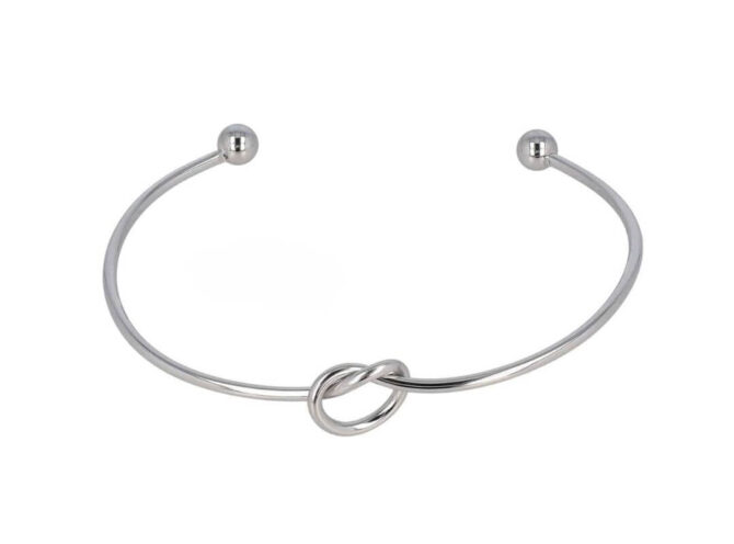 bracciale rigido con nodo in acciaio argento bracciale rigido con nodo in acciaio argento