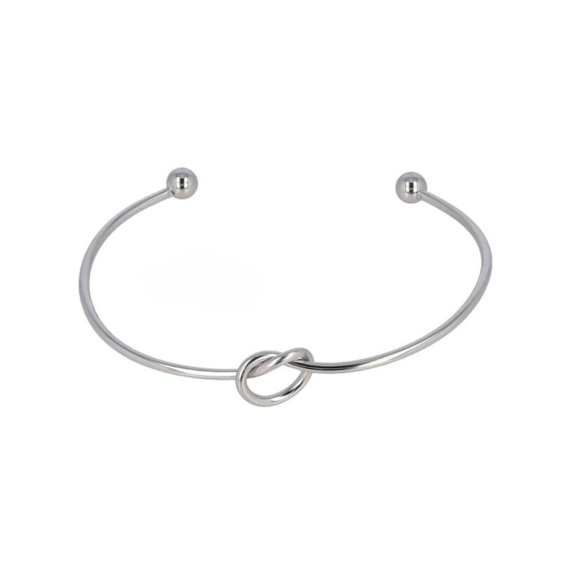 bracciale rigido con nodo in acciaio argento