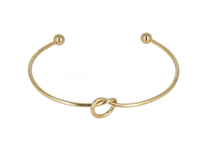 bracciale rigido con nodo in acciaio oro