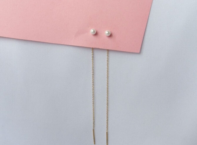 orecchini saliscendi acciaio perlina oro orecchini saliscendi acciaio perlina oro