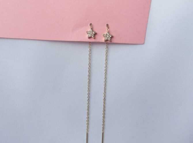 orecchini saliscendi acciaio stellina oro orecchini saliscendi acciaio stellina oro