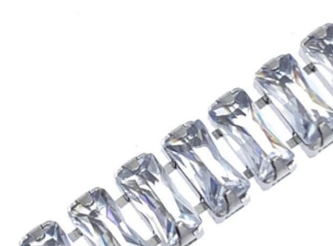 tennis baguette in acciaio bianco base argento tennis baguette in acciaio bianco base argento