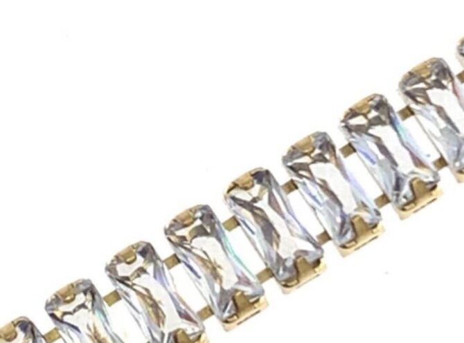 tennis baguette in acciaio bianco base oro tennis baguette in acciaio bianco base oro