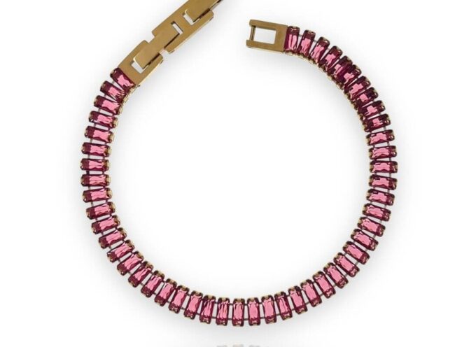 tennis baguette in acciaio fuxia tennis baguette in acciaio fuxia