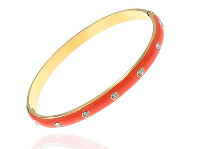 bracciale rigido smaltato arancione base oro bracciale rigido smaltato arancione base oro