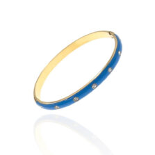 bracciale rigido smaltato azzurro base oro