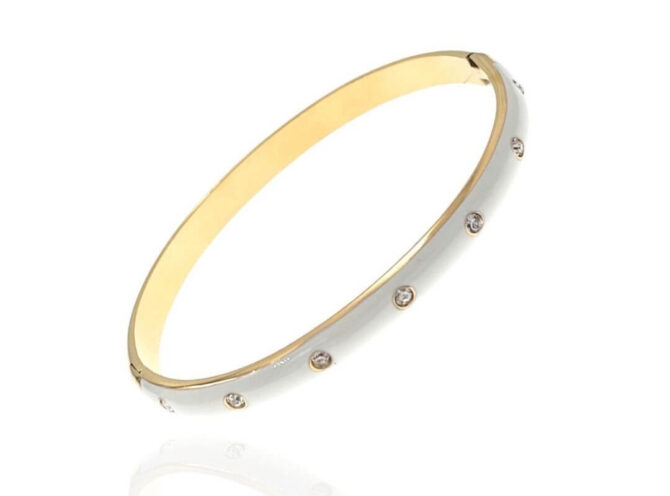 bracciale rigido smaltato bianco base oro bracciale rigido smaltato bianco base oro