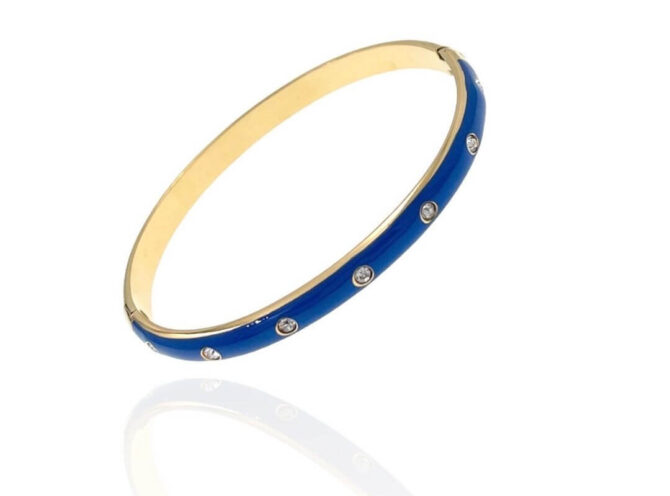 bracciale rigido smaltato blu base oro bracciale rigido smaltato blu base oro