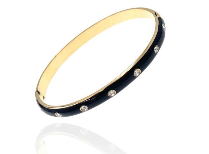 bracciale rigido smaltato nero base oro bracciale rigido smaltato nero base oro