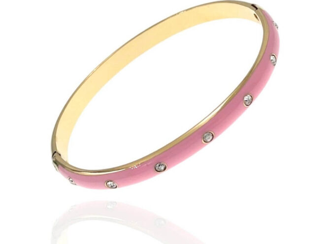bracciale rigido smaltato rosa base oro bracciale rigido smaltato rosa base oro