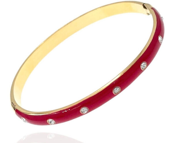 bracciale rigido smaltato rosso base oro bracciale rigido smaltato rosso base oro
