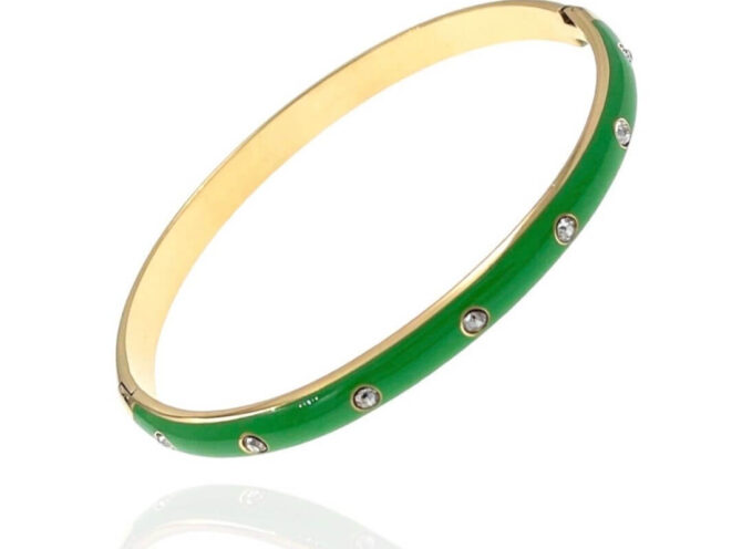 bracciale rigido smaltato verde base oro bracciale rigido smaltato verde base oro