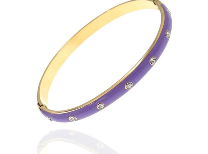bracciale rigido smaltato viola base oro bracciale rigido smaltato viola base oro