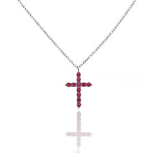 collana croce fuxia