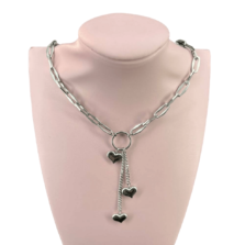 collana acciaio cuori pendenti argento