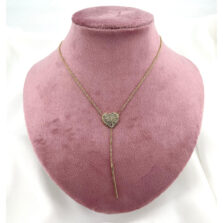 collana in acciaio con cuore pendente strass oro