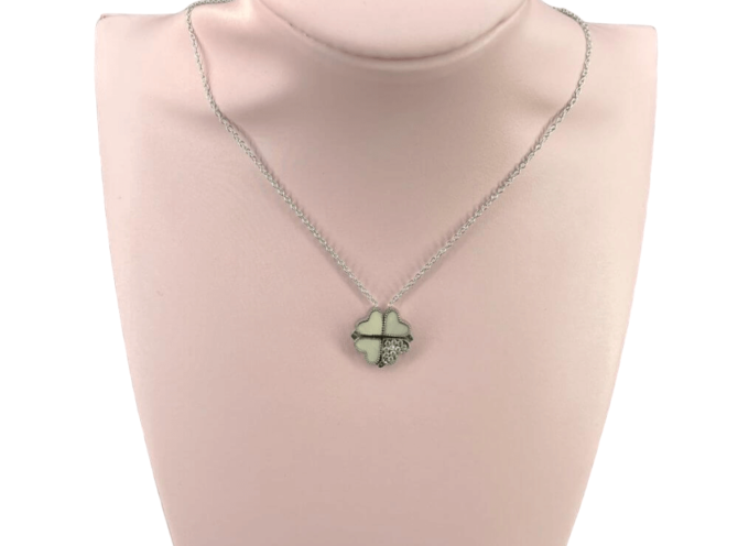 collana quadrifoglio madreperla acciaio argento collana quadrifoglio madreperla acciaio argento