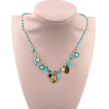 collana acciaio charm azzurri