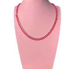 collana acciaio medagliette fuxia