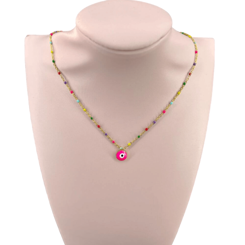 collana acciaio occhio multicolor