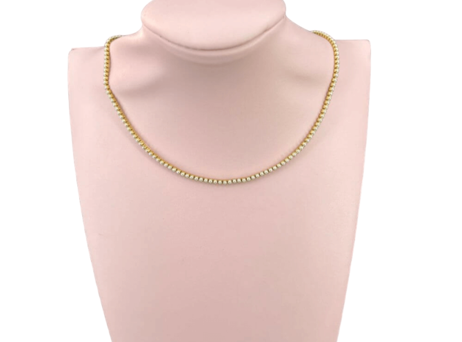 collana chocker acciaio perle oro