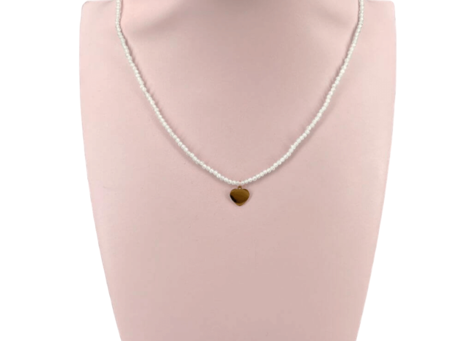 collana cuore perline bianche collana cuore perline bianche
