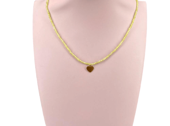 collana cuore perline gialle collana cuore perline gialle