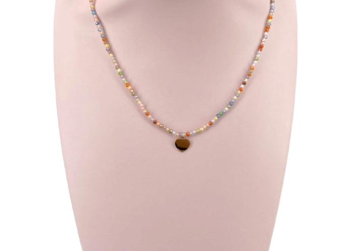 collana cuore perline multicolor collana cuore perline multicolor