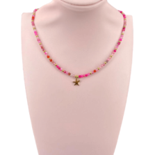 collana perline fuxia stella