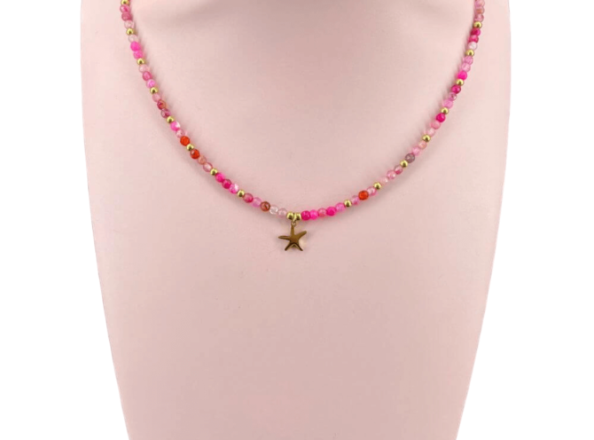 collana perline fuxia stella