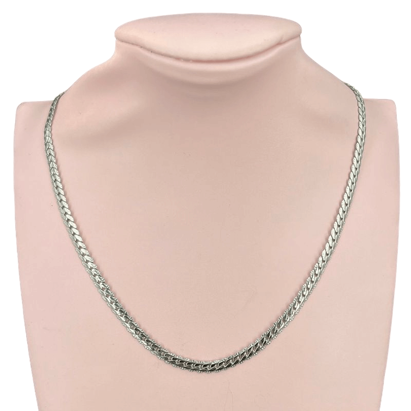 collana acciaio catena piatta argento