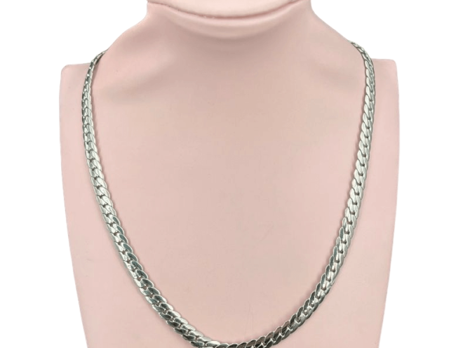 collana in acciaio catena piatta argento collana in acciaio catena piatta argento