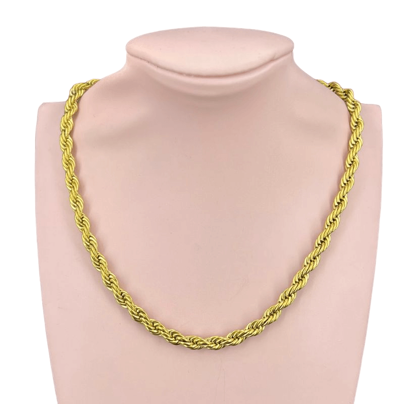 collana in acciaio torchon grosso oro