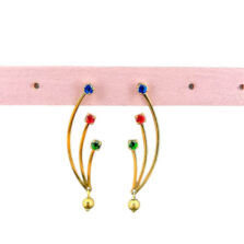 orecchini acciaio barrette e punti luce multicolor